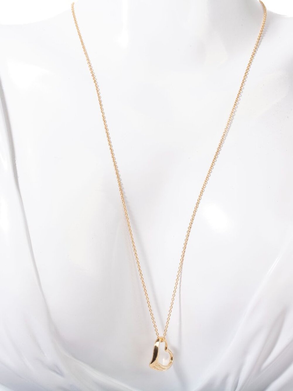 Authentic Tiffany & Co. 18k Yellow Gold Elsa Peretti Open Heart Pendant Necklace